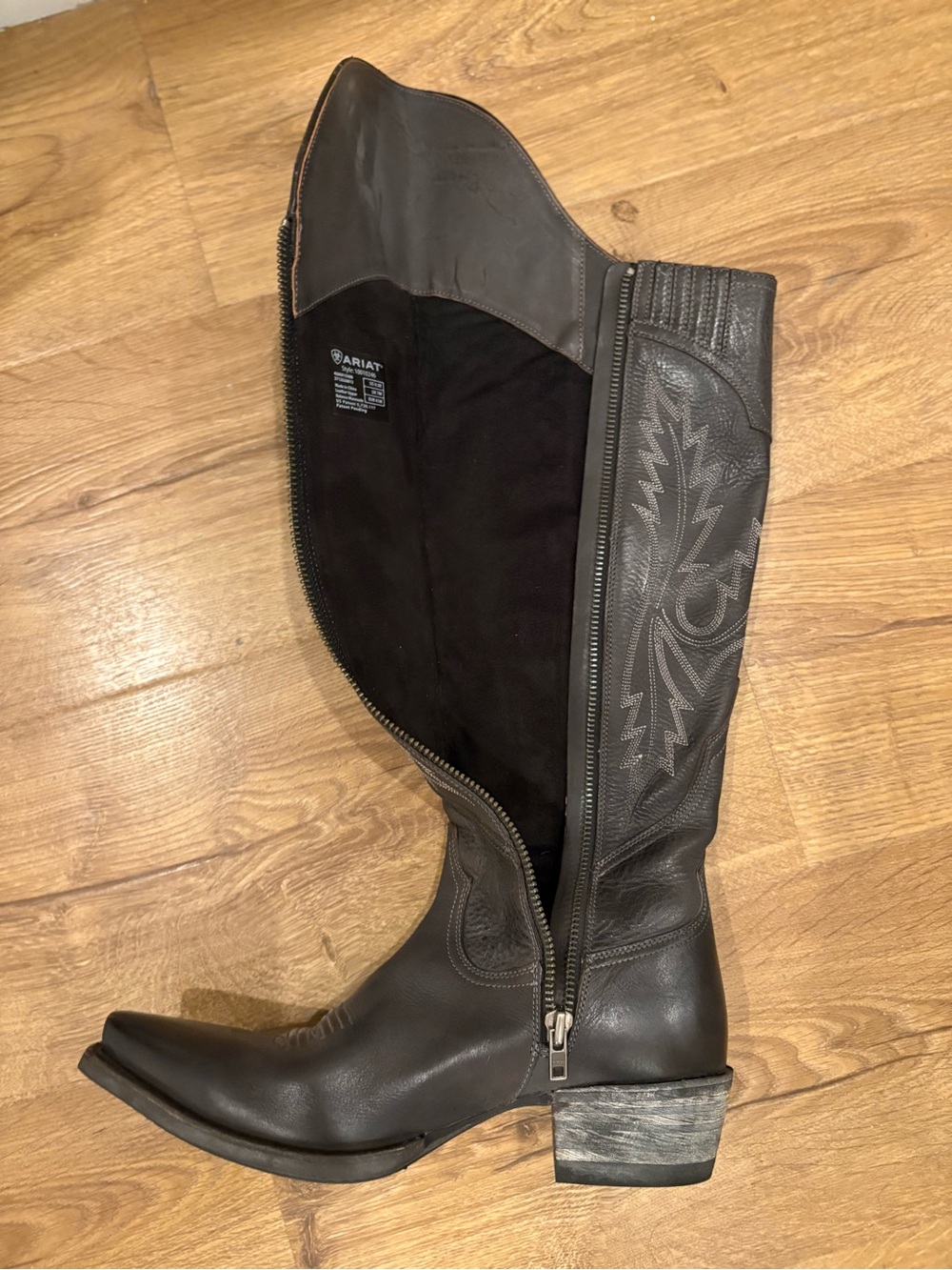 Ariat Black Over-the-Knee Western Riding Boots with Embroidery - Picture 6 of 6